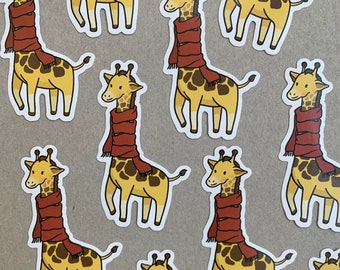 Giraffe wearing long scarf sticker