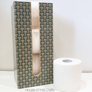 Bamboo Toilet Roll Holder, Slimline, Freestanding, Decoupaged Art Deco Design