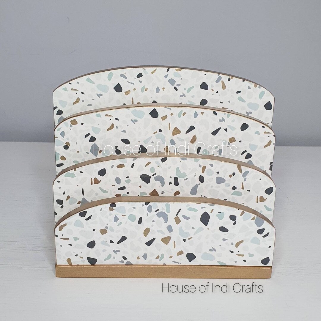 Bamboo Letter Rack - Decoupaged Terrazzo Design - Etsy