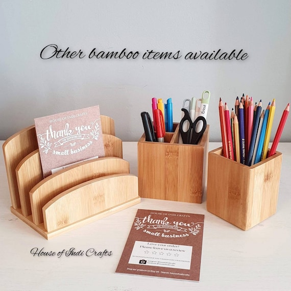 Bambus Schreibtisch Organizer: Stiftehalter & Pinselhalter - Etsy.de