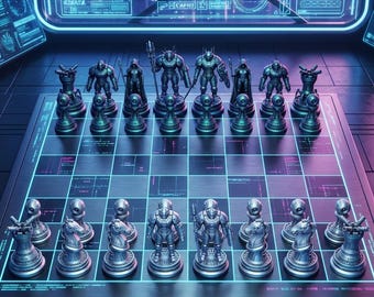 Peças de xadrez cyberpunk impressas em 3D
