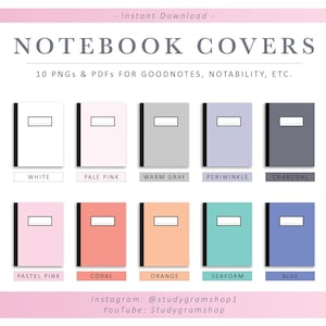 COLORFUL DIGITAL NOTEBOOK Covers - Goodnotes & Notability - Bullet Journal Digital Planner Covers - Templates for iPad Notebook
