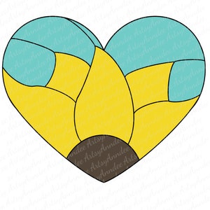 Sunflower Heart Stained Glass Pattern