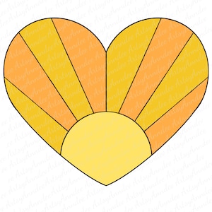 Sunrise Heart Stained Glass Pattern
