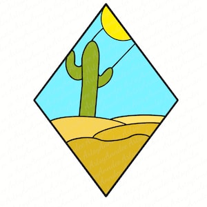 Patrón de vidrieras de diamantes de cactus del desierto