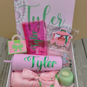 Pink and Green Swag Box | Greek Gift | Soror Gift | Line Sister Gift | Birthday Gift | AKAversary | Galentines Box | Crossing Gift