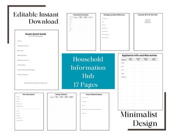 Home Management Binder | Household Information Hub (Editable Canva Template)