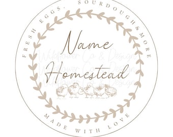 Editable logo for egg sourdough bread bakery baked goods homestead farm farming flowers chicks and more - customizable template Canva logo