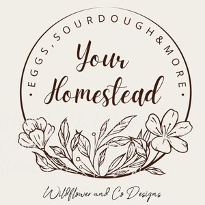 Editable logo for egg, sourdough, bread, bakery, baked goods, homestead, farm, farming, flowers, and more - customizable template Canva logo