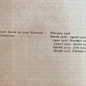 May include: A page from a book with text. The text reads "First Issue of This Edition" and "Reprinted." Dates listed include February 1906, March 1906, August 1906, June 1907, November 1908, August 1909, October 1910, October 1912, June 1914, March 1916, and February 1917.