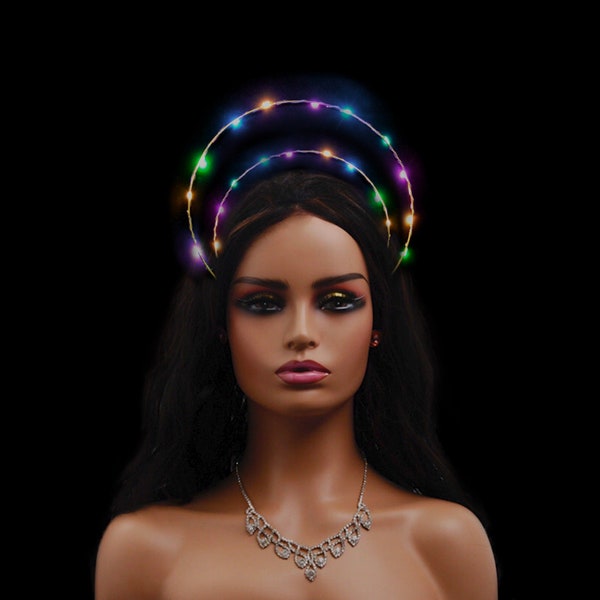 Burning Man Headband | Light Up Crown | LED Headband | Festival Crown | LED Angel Halo Crown | Rave Headpiece | Festival Fashion