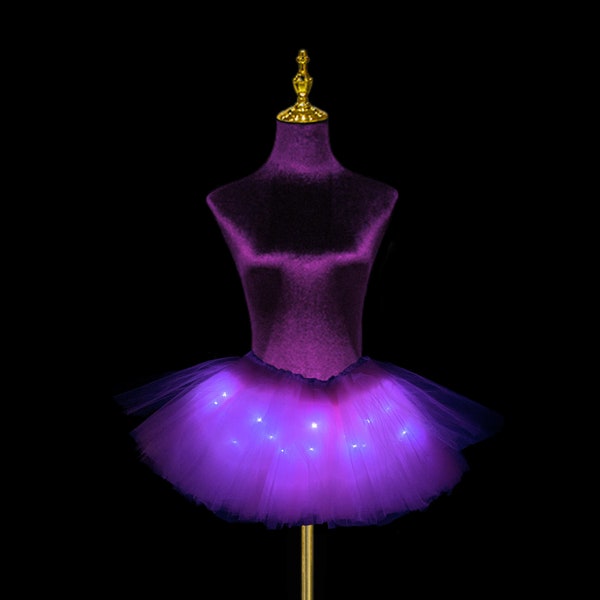 Tutu Skirt Light Up Skirt LED Rainbow Ballerina Burning Man outfit Festival clothing Rave Outfit Fairy Pride Costume Party Light Up Skirt