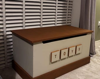 Handmade Wooden Toy Box – Personalised Children's Storage Chest, Safety Slow-Close Lid