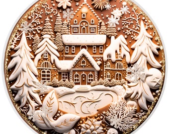 10” Gingerbread House Cookie Christmas Sign, Flat Wreath Sign, Home Decor
