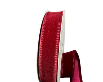 Burgundy Velvet Ribbon – 7/8" x 10 Yards, Christmas Ribbon, Valentine Ribbon, Holiday Wreath Ribbon, Craft Supplies