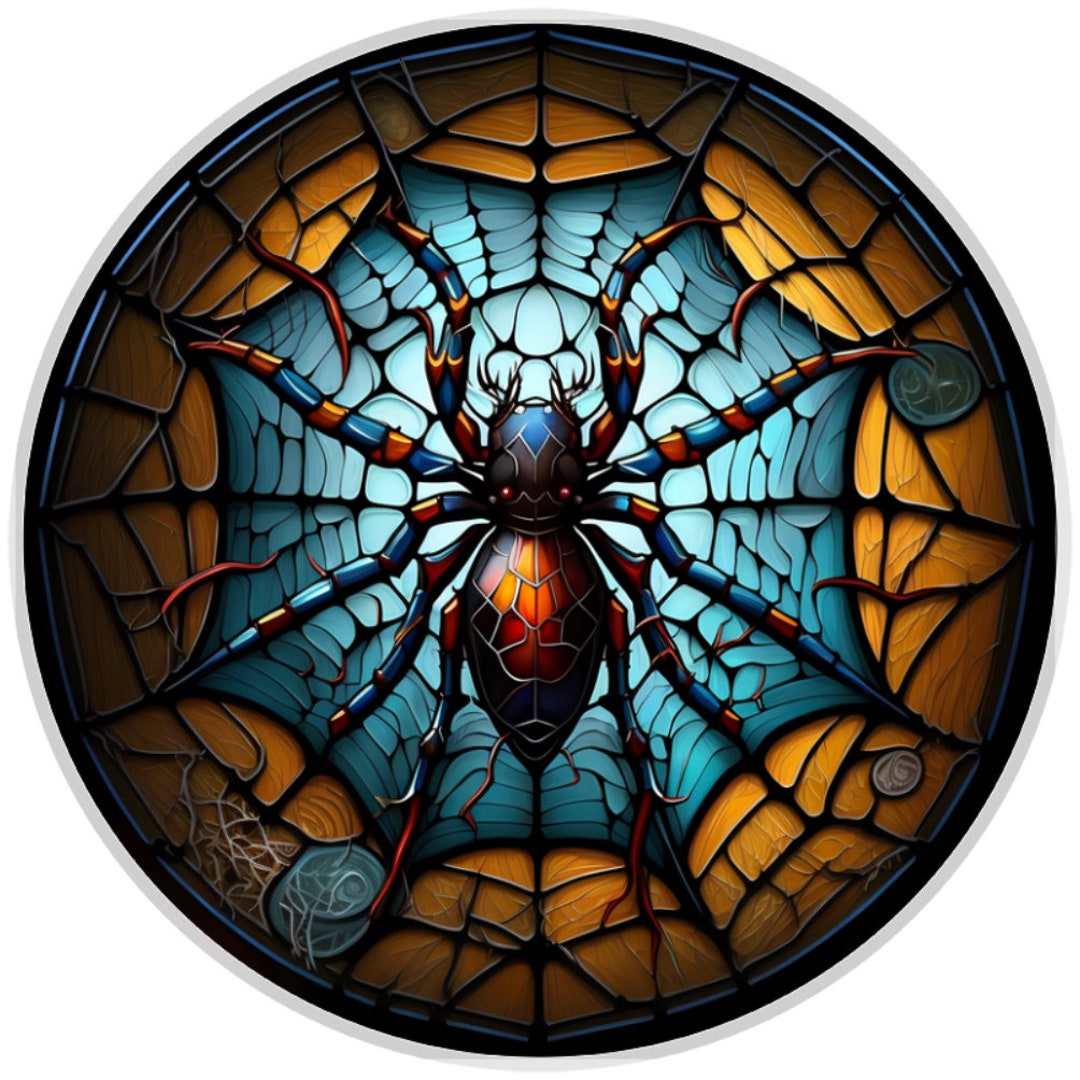 10" Stained Glass Look Spider Halloween Sign, Metal Wreath Sign, Home ...