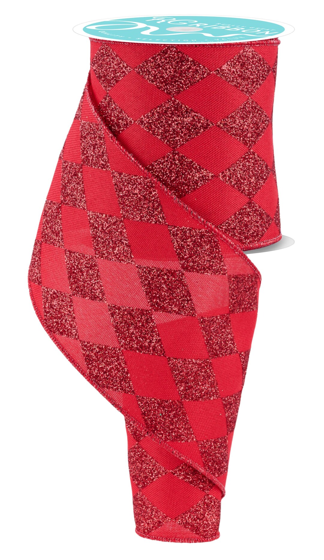 Red Glitter Harlequin Check Wired Ribbon by RG Ribbon – 4