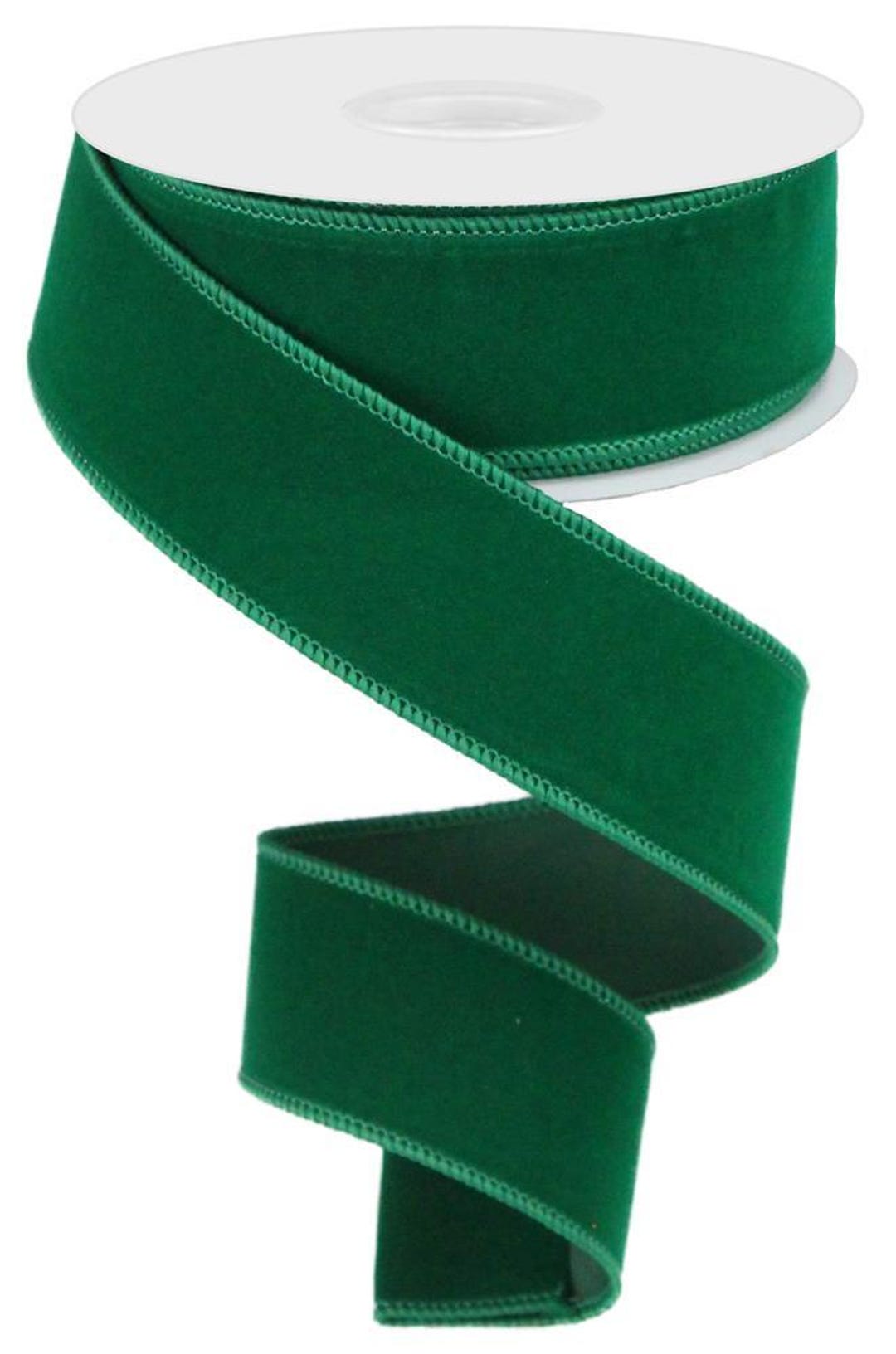 Green Velvet Wired Ribbon by RG Ribbon – 1.5