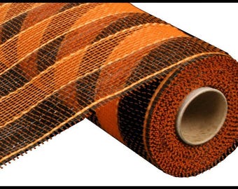 Black & Orange Stripe Deco Mesh - 10 inches x 10yards, Poly Deco Mesh, Craft Supplies, DIY Crafts, Wreath Making