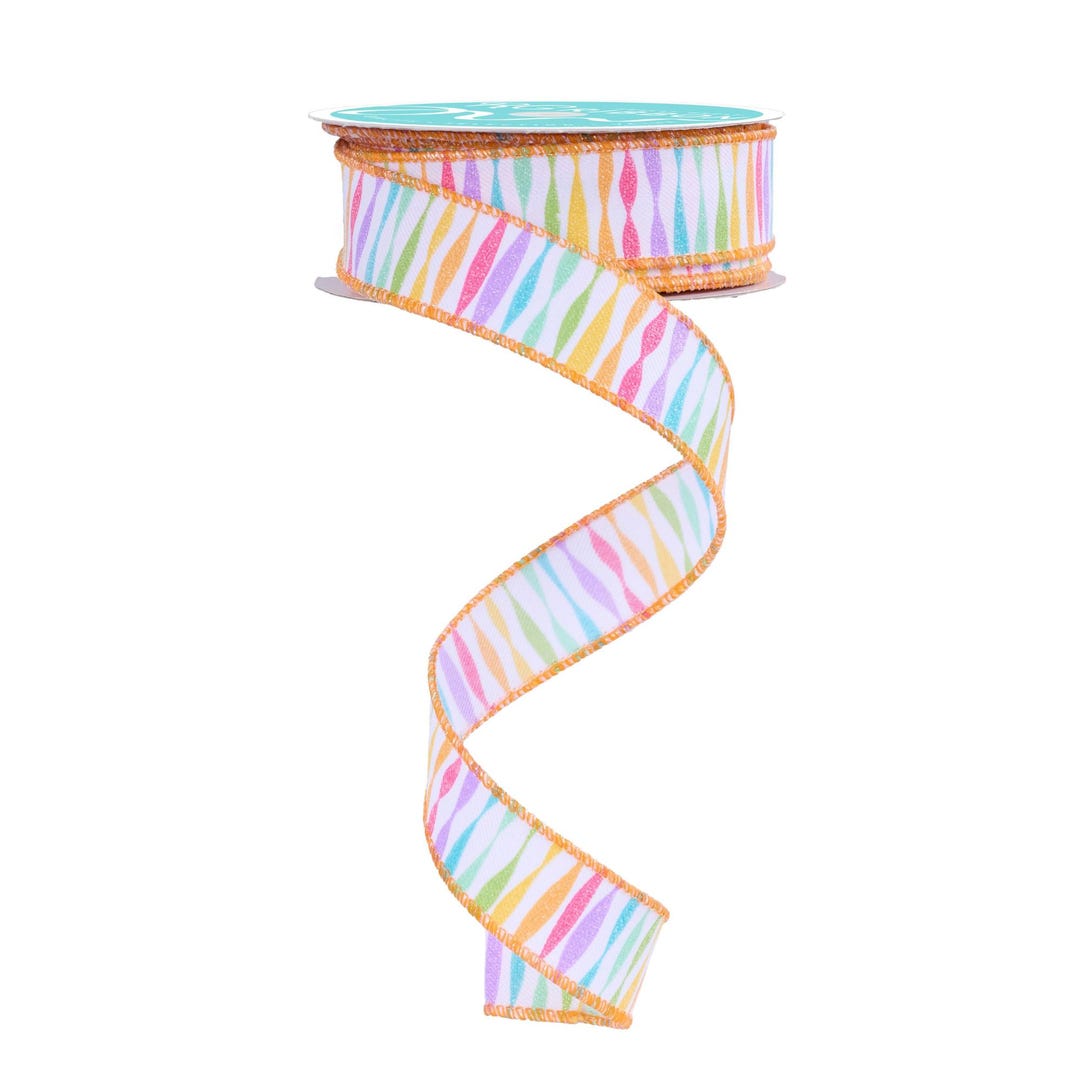 Twisted Stripe Multiple Colored Wired Ribbon by LS Ribbon – 7/8