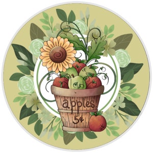 10” Fall Apple Basket Sign, Wreath Sign, Home Decor, Metal Sign, The Ritzy Cactus