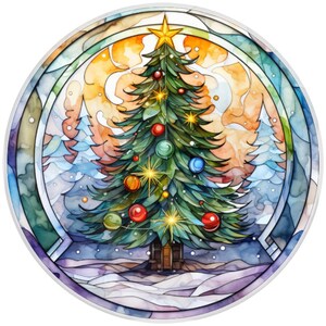 10” Christmas Tree Stained Glass Look Sign, Metal Wreath Sign, Home Decor