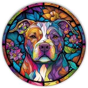 10” Pit Bull Stained Glass Look Sign, Metal Wreath Sign, Home Decor