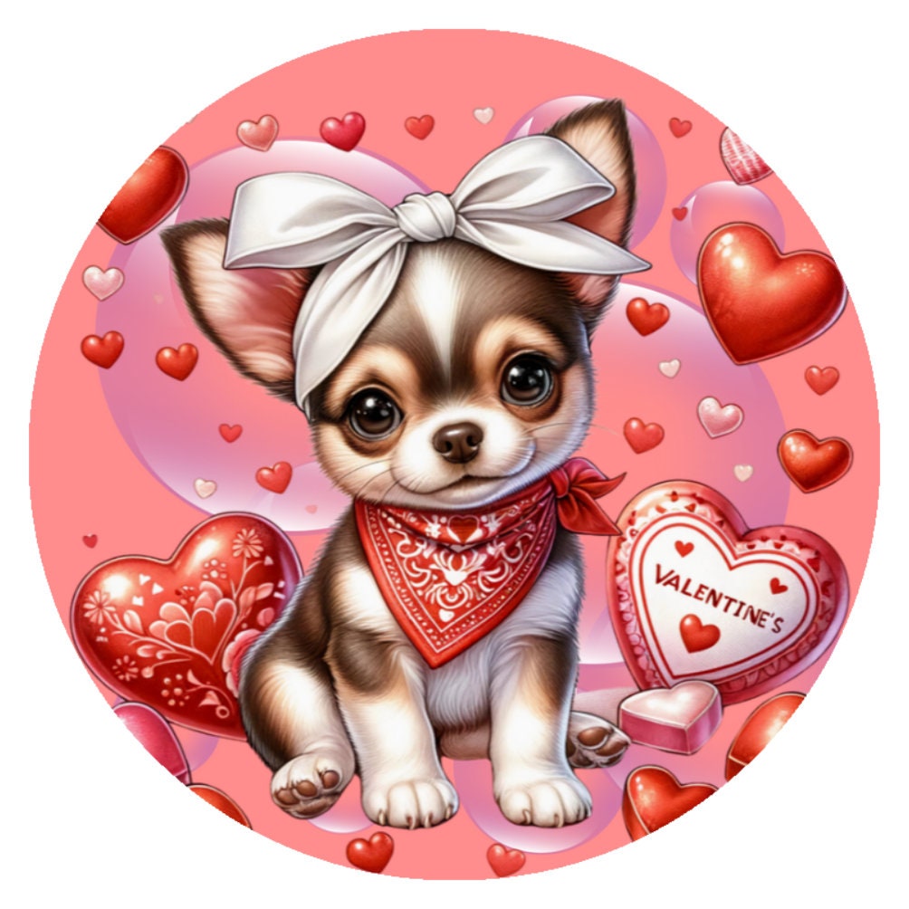 10” Chihuahua Happy Valentine Sign, Wreath Sign, Home Decor Etsy