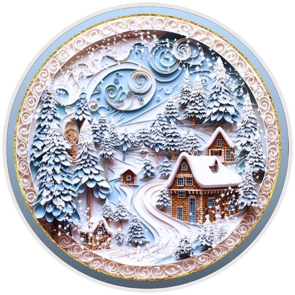 10” 3D Look Snow Village Winter Sign, Wreath Sign, Home Decor