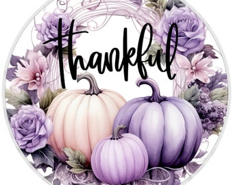 10” Purple Pumpkin Fall Sign, Wreath Sign, Metal Sign, Home Decor