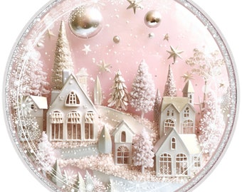 10” 3D Look Pink Snow Winter  Sign, Flat Wreath Sign, Home Decor