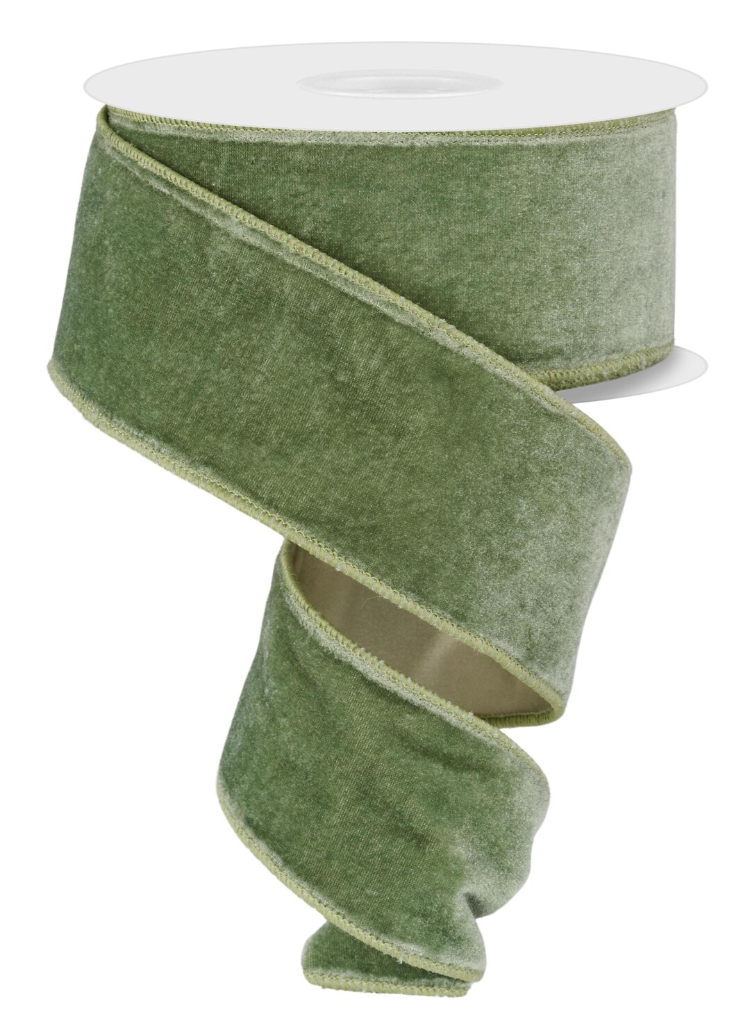 Sage Deluxe Velvet Satin Backwired Ribbon by RG Ribbon – 2.5