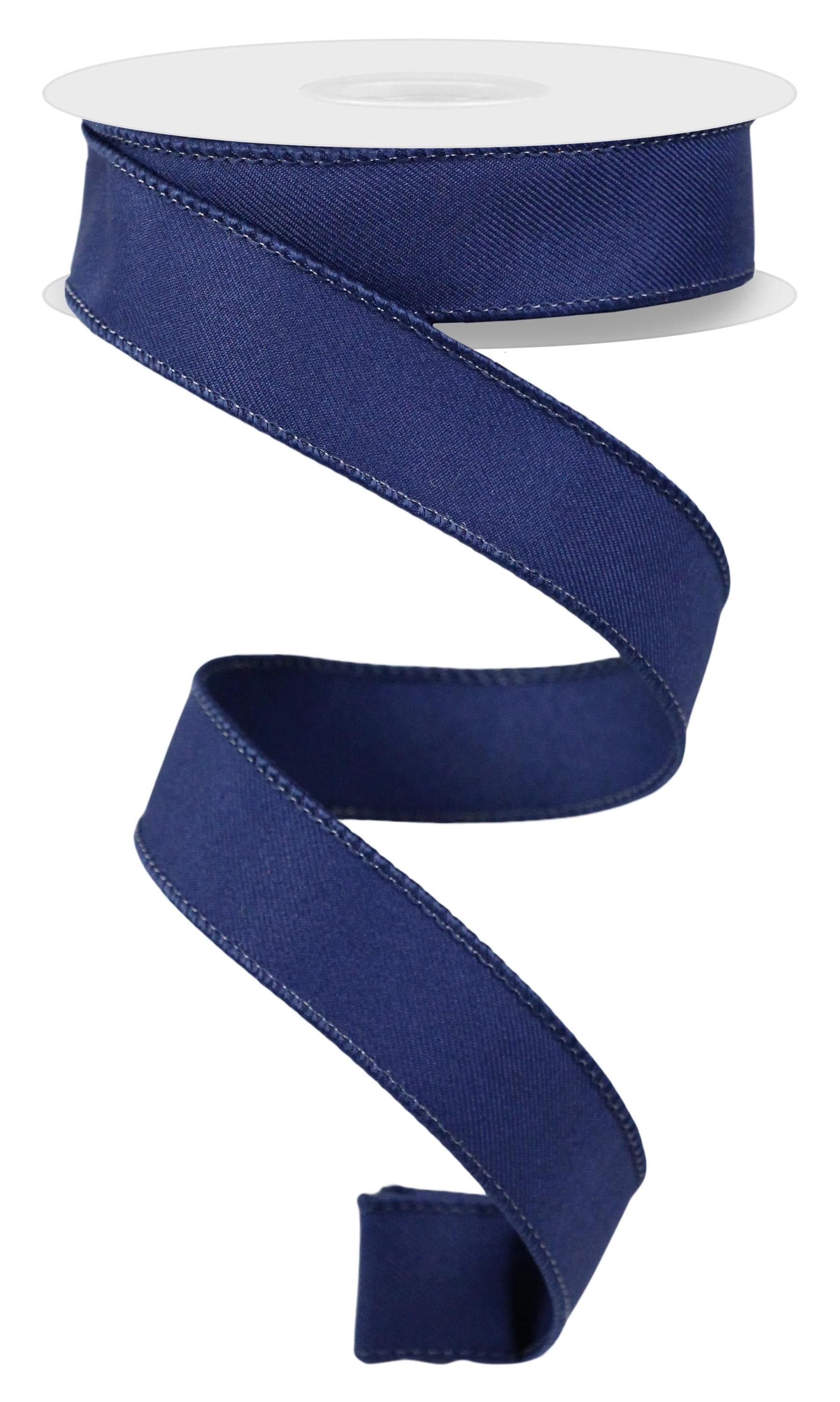 Navy Blue Diagonal Weave Solid Wired Ribbon by RG Ribbon – 7/8