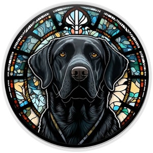 10” Black Labrador Retriever Stained Glass Look Sign, Metal Wreath Sign, Home Decor