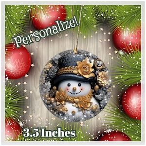 3.5 Inch 3D Look Snowman Ornament, Aluminum Metal Flat Ornament, Home Decor