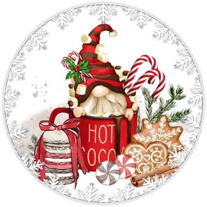 10” Hot Cocoa Gnome Wreath Sign, Wreath Sign, Home Decor