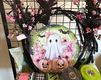 DIY Halloween Wreath Kit, Ghost Glam Edition by The Ritzy Cactus, Seasonal Wreath Kit. This is a WREATH KIT