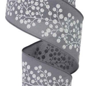 Snow Berry Winter Wired Ribbon by RG Ribbon – 2.5&quot; x 10 Yards, Holiday Wreath Ribbon,  Craft Supplies, Winter Ribbon