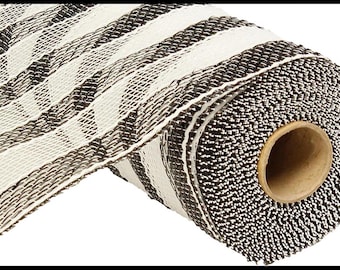 Black & White Stripe Deco Mesh - 10 inches x 10yards, Poly Deco Mesh, Craft Supplies, DIY Crafts, Wreath Making