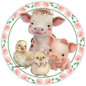 10” Country Farm Friends Sign, Metal Wreath Sign, Home Decor