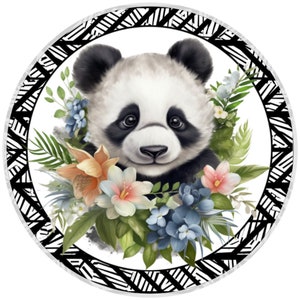 10” Floral Panda Sign, Wreath Sign, Home Decor, Metal Sign, The Ritzy Cactus