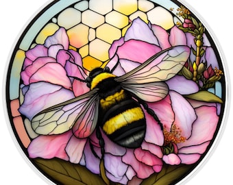10” Stained Glass Look Bumble Bee Wreath Sign, Wreath Sign, Home Decor, Metal Sign, The Ritzy Cactus