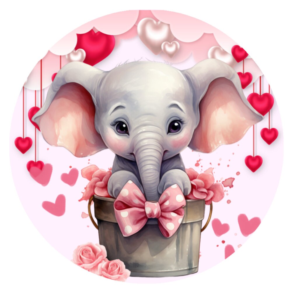 10” Elephant  Valentine Sign, Wreath Sign, Home Decor