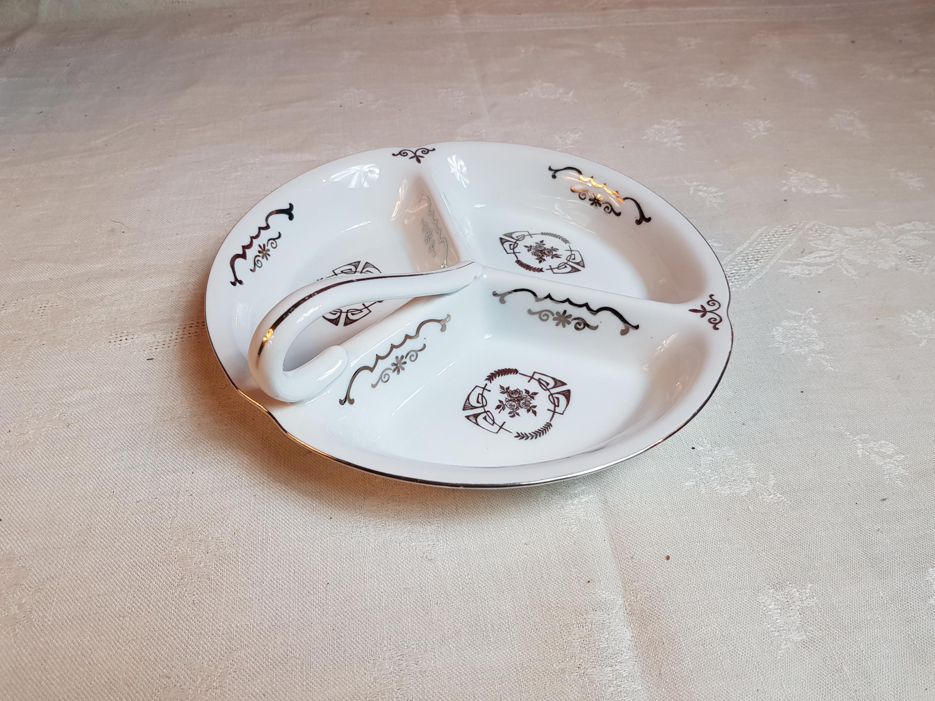 磁器製サービングディッシュ、3コンパートメント前菜プレート、ドイツ