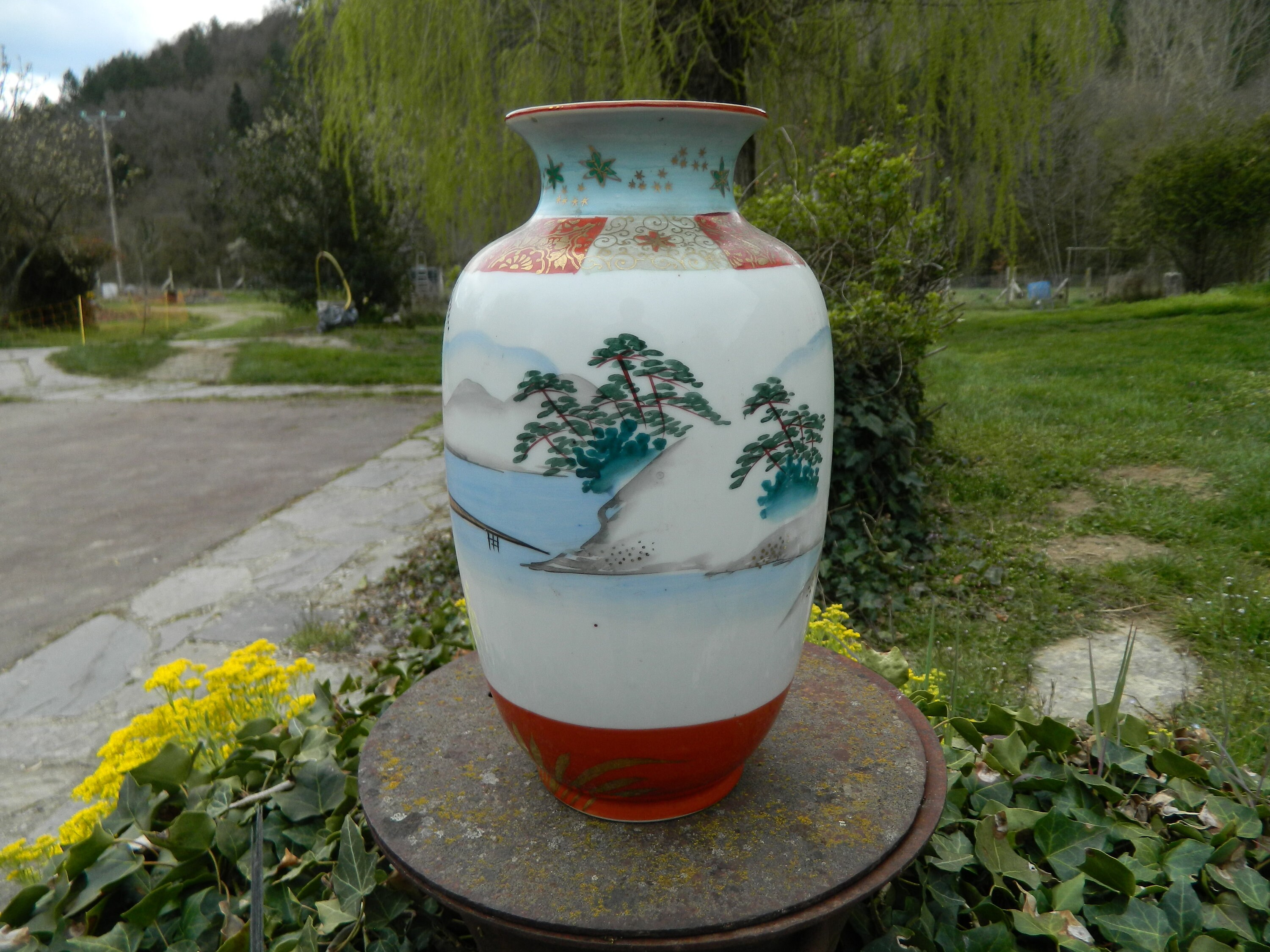薩摩焼の花瓶、芸者と子供の装飾、署名入り - Etsy 日本