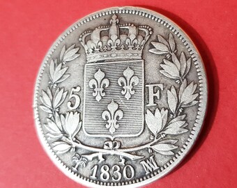 1830年 シャルル10世 フランス 5フラン銀貨 - マルセイユ造幣局 - Etsy