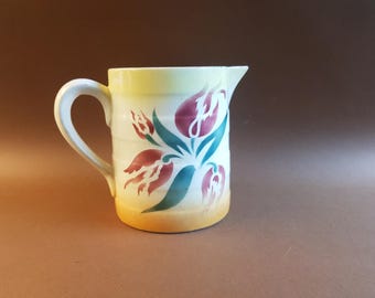 Vintage St Clement Ceramic Pitcher, French Country Floral Decor