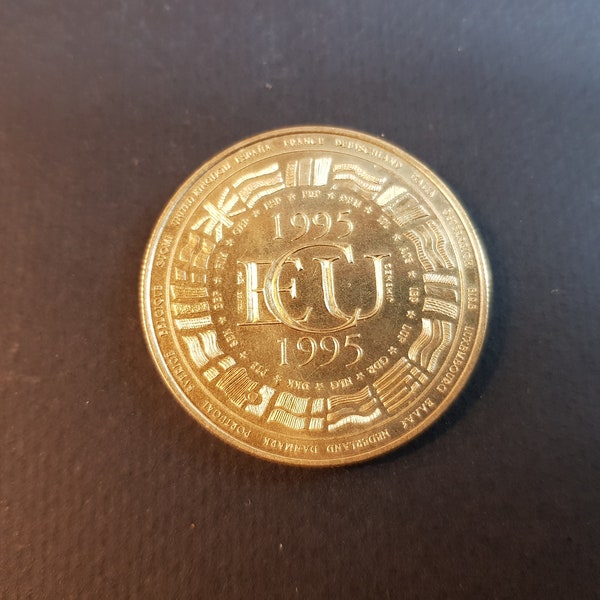 Médaille,monnaie,commémorative,Ecu,Europa,1995,Jimenez,cupro-nikel,doré,41mm,34Gr