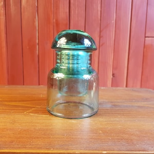 Isolateur electrique,verre épais,vert déco industriel,vintage,Made in France,130mm/860g
