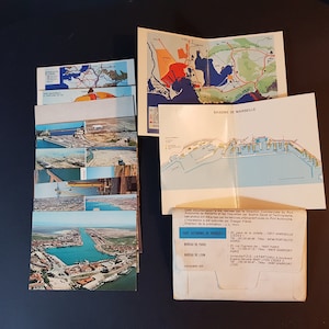 Lot,1972,Port,Autonome de,Marseille,Europort Sud,ensemble,lot,12 prises de vues types et formats cartes postales dont,2,doubles,cartes